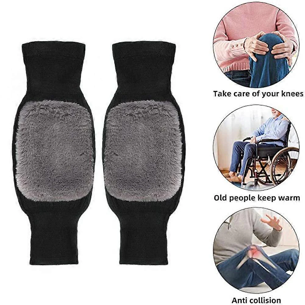 2 Pcs Warm Wool Knee Pads Super Elastic Knees Sleeves Support Protector - Image 7