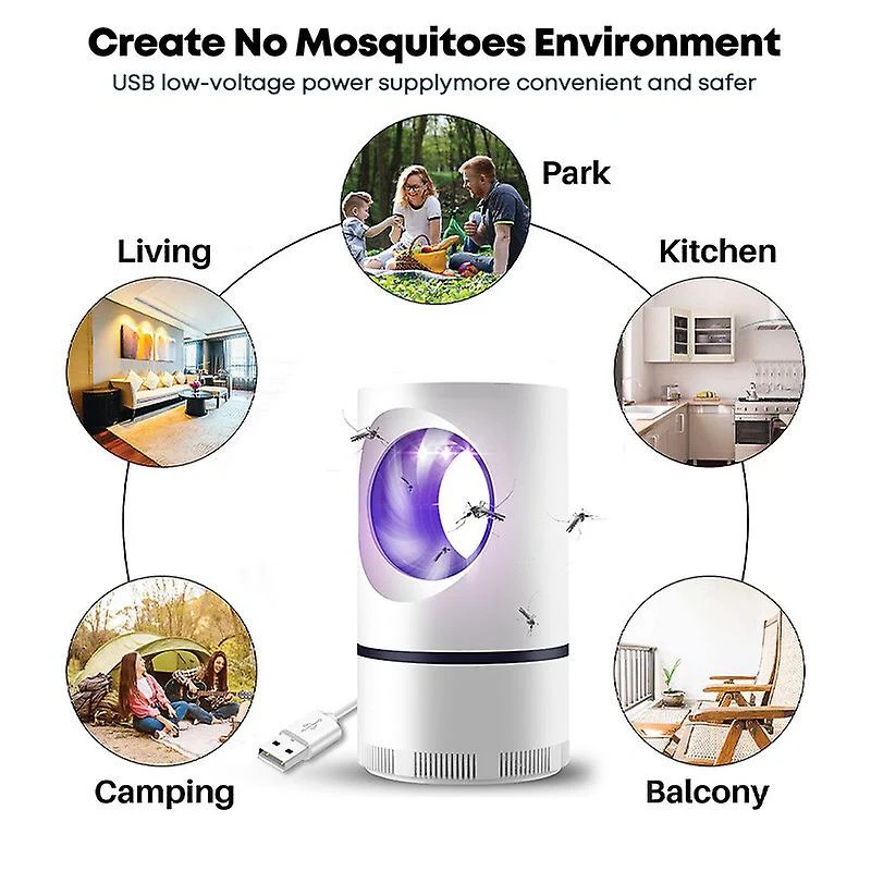USB Power Electric Indoor Mosquito and Insect Killer With UV Light LED Mosquito Lamp Non-Toxic No Zapper Suction Fan - Image 2