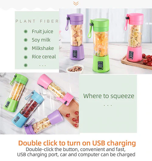USB Rechargeable Juicer 6 Blades Electric Blender Portable Mixer - Image 5