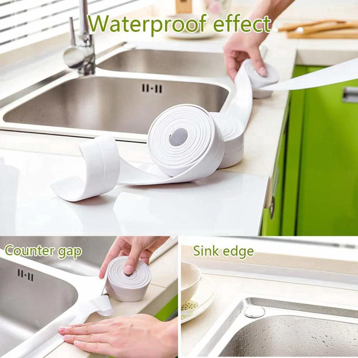 Waterproof Self-Adhesive Kitchen Sink Sticker For Bathroom Corner & Wall Sealing Strip - Image 2